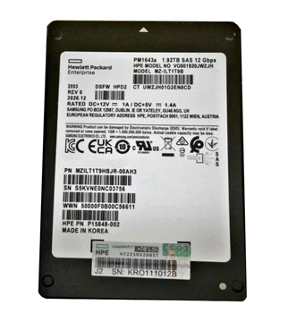 Samsung PM1643a MZ-ILT1T9B SSD 1.92 TB SAS 12Gb/s HPE OEM Refurbished