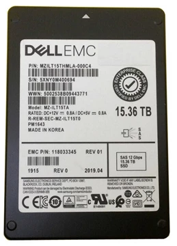 Samsung PM1643 MZILT15THMLA-000C4 SSD 15.36 TB SAS 12Gb/s EMC OEM Refurbished
