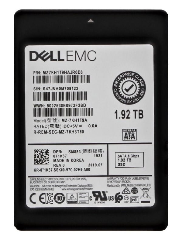 Samsung SM883 MZ-7KH1T9A Mixed Use SSD 1.92 TB SATA 6Gb/s DELL OEM Brand New