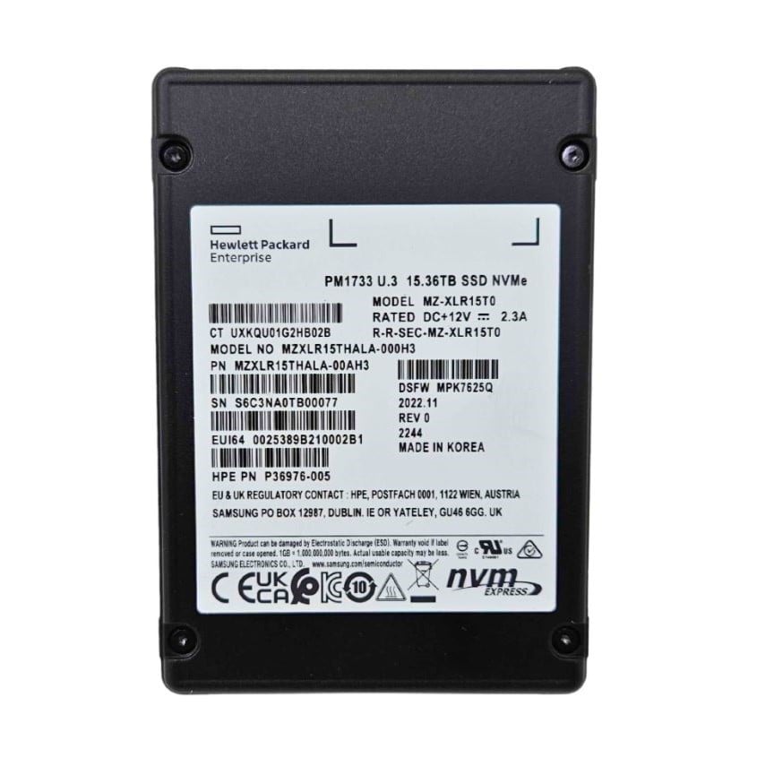 Samsung MZ-XLR15T0 PM1733 15.36TB PCIe Gen4.0 x4 (NVMe) SSD