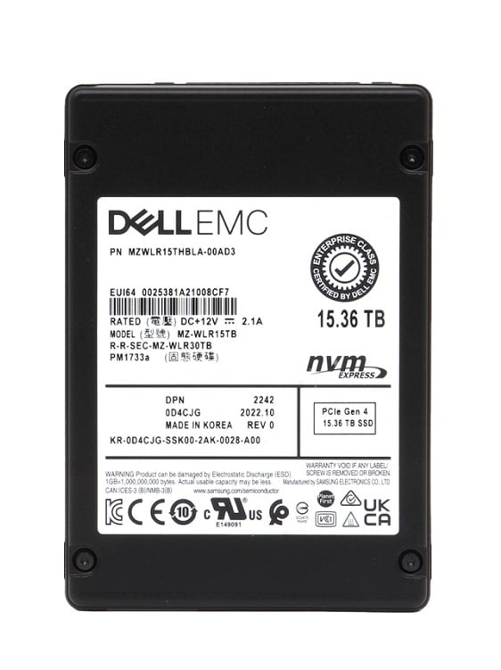 SAMSUNG MZWLR15THBLA-00AD3 15.36TB NVMe U.3 Read Intensive Ssd Dell Oem