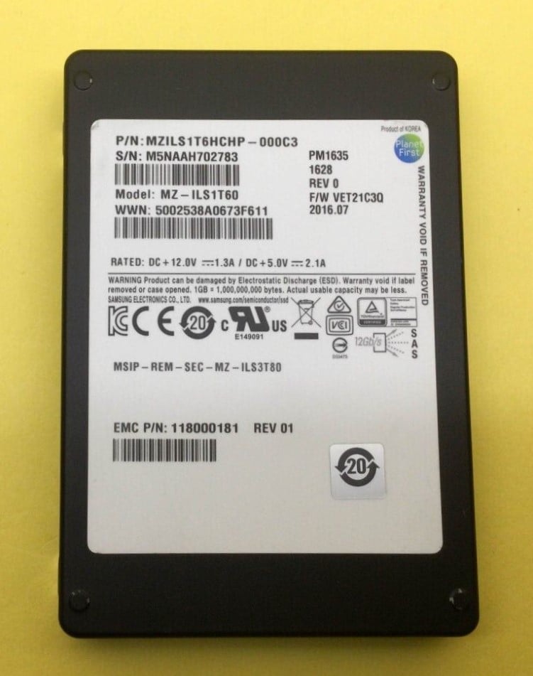 Samsung MZ-ILS1T6N PM1635A 1.6TB Sas-12Gbps 2.5Inch SSD