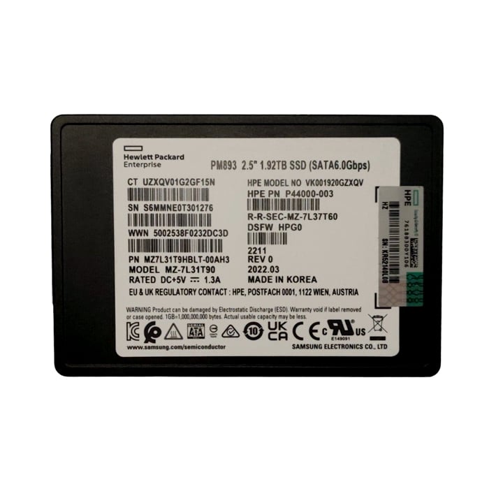 Samsung PM893 MZ7L31T9HBLT-00AH3 1.92TB Internal 2.5inch SATA 6Gb/s SSD